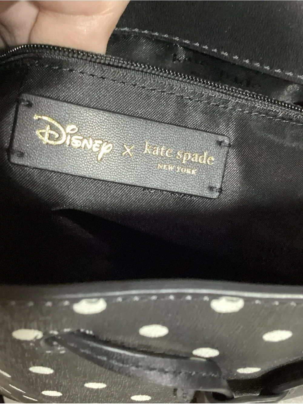 Disney Kate Spade Minnie Mouse Black & White Polka Dot Backpack EUC Retail $359